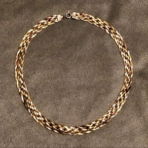 Tri-Colored Sterling Silver Braided Necklace